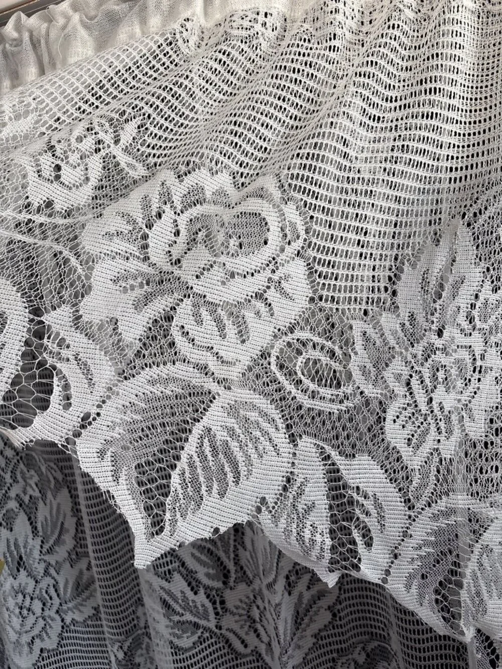 White Floral Lace Curtain Panel Elegant Sheer 60